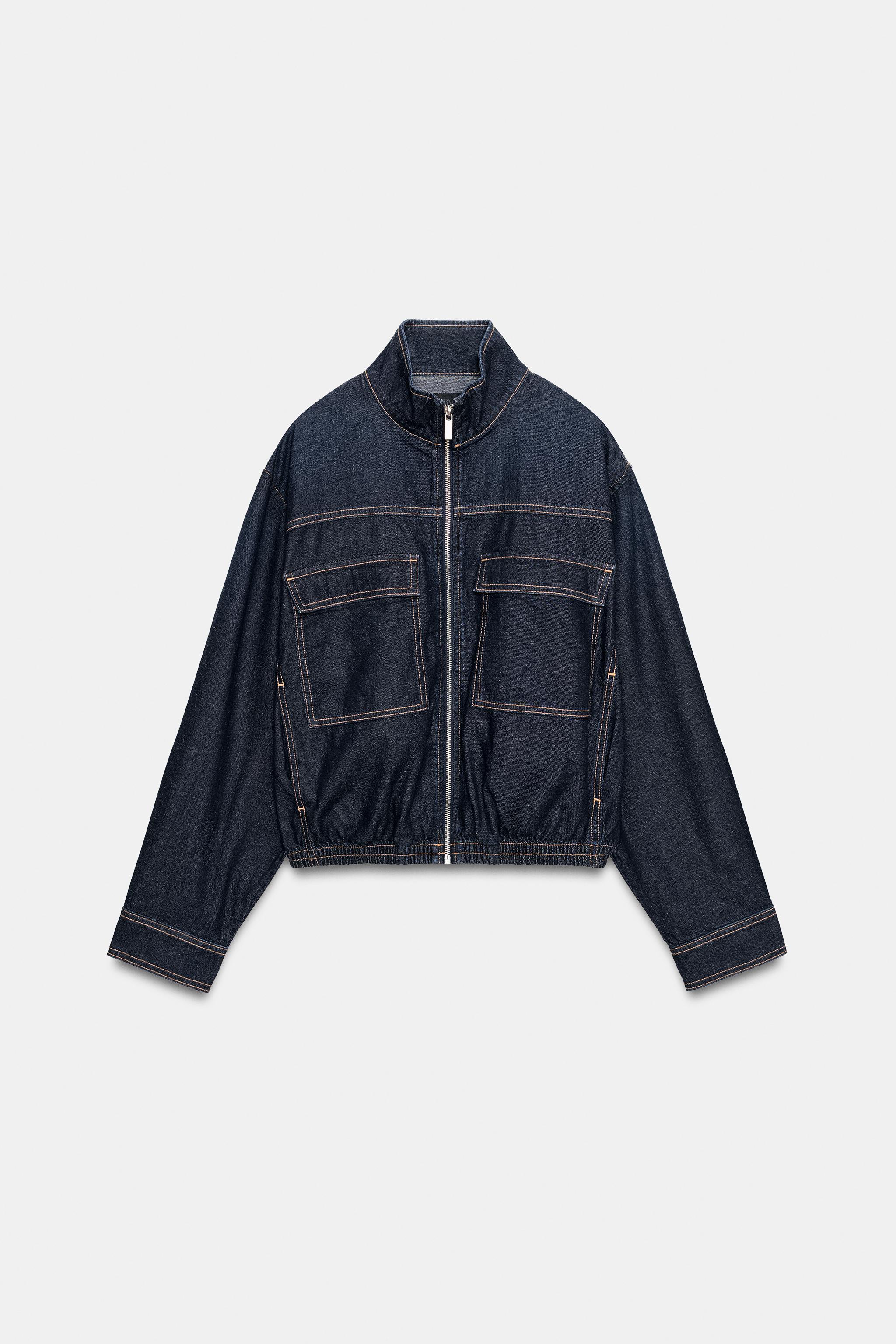 BLOUSON BOMBER EN DENIM Z1975 À COL MONTANT